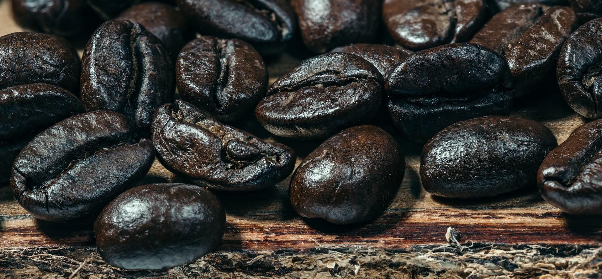 Dark roast coffee beans.