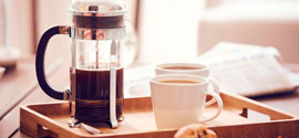 Brewed Coffee In A French Press.