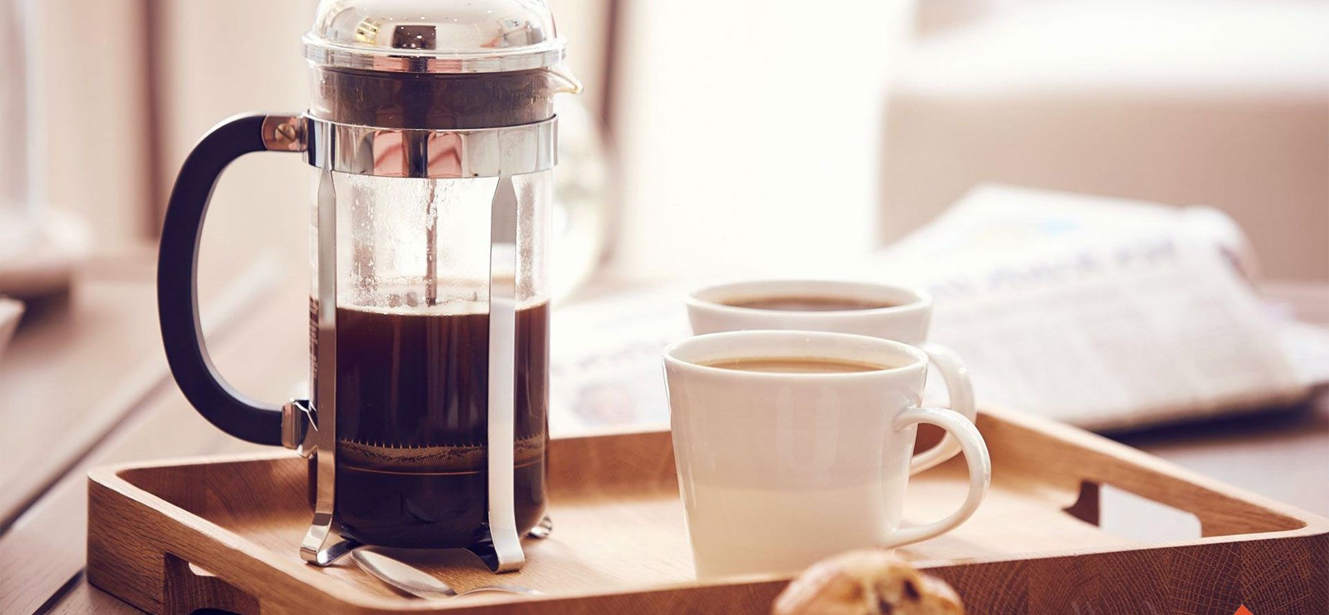 Brewed Coffee In A French Press.