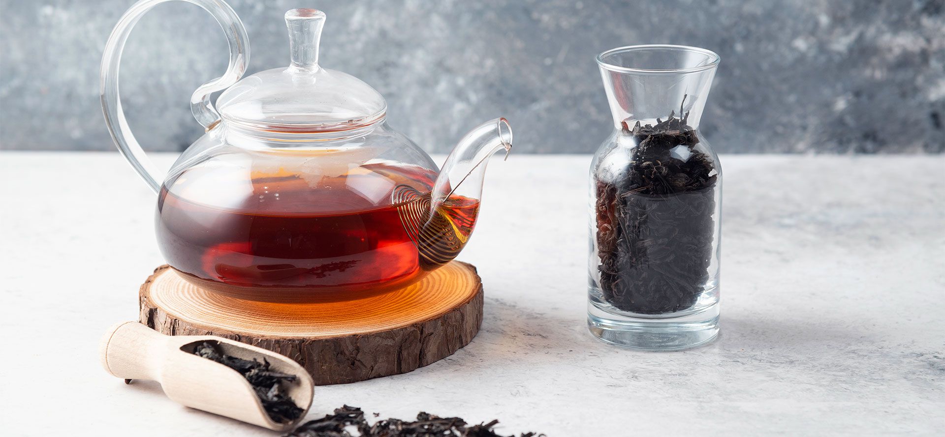 Caffeine Free Tea in a Glass Pot.