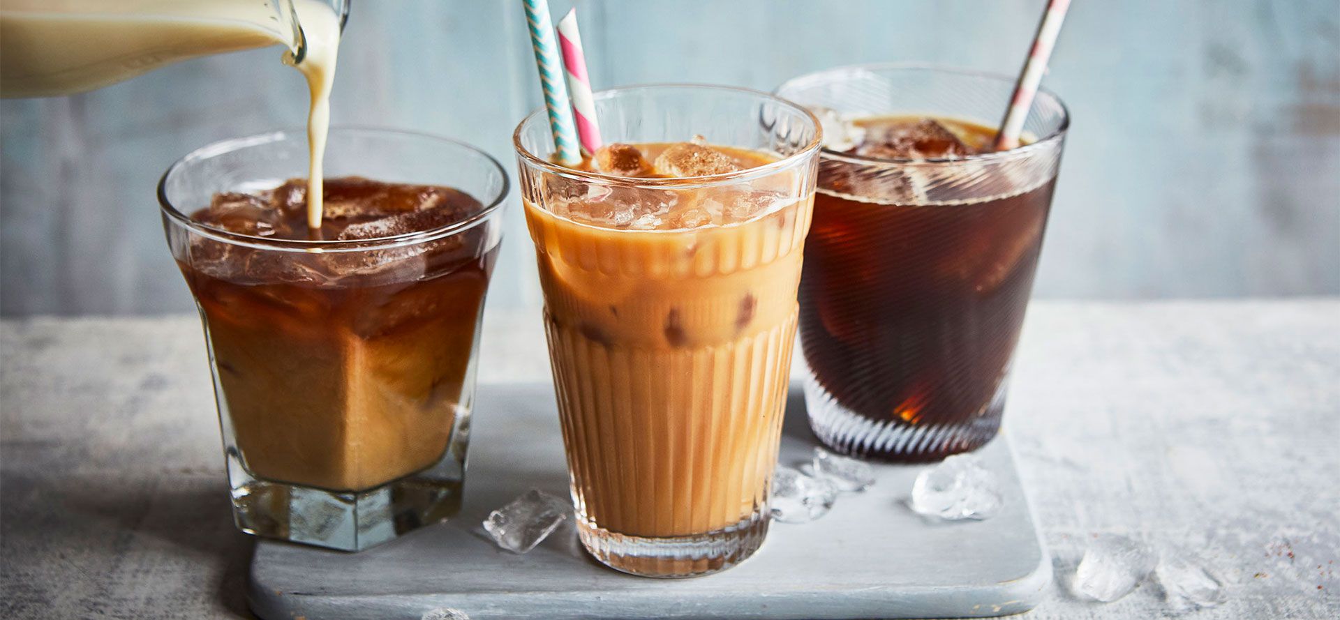 Snap Chilled Coffee In Three Cups.